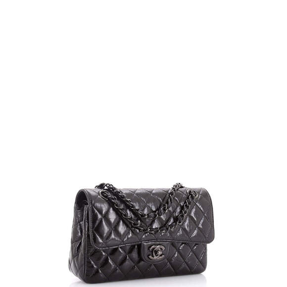 Chanel Small So Black Classic Double Flap Bag Quilted Shiny Crumpled Calfskin - Picture 2 of 6